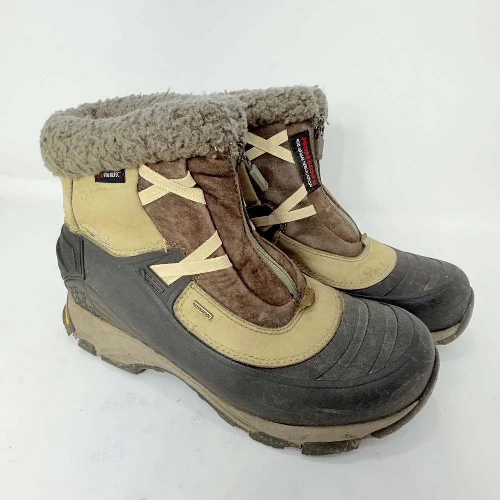 Merrell Winterlude Zip Dusty Olive Waterproof Snow Boots Womens 8 Primaloft 400g